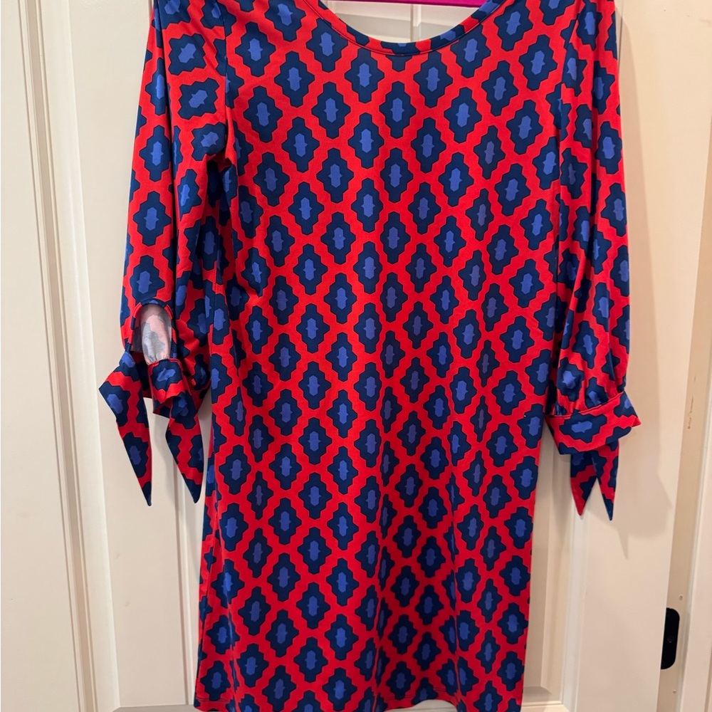 Mud Pie Red and Blue Long Sleeve Dress
